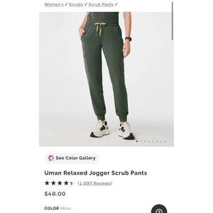 Figs Scrub Pants Women's XXL Reg Moss Green Uman Relaxed Fit Joggers Medical New